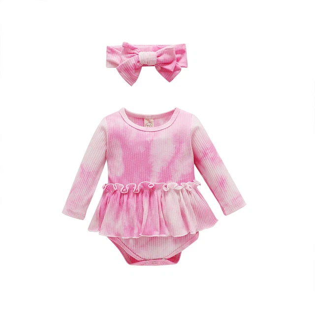 Vestiti neonata neonata romper tuta tintura cravatta top fascia 8