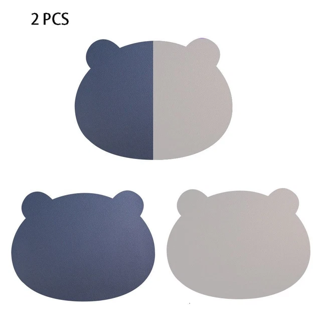 2 pcs Leather Kitchen Cutlery Mat Little Bear Bear Cutlery Mat  Room
