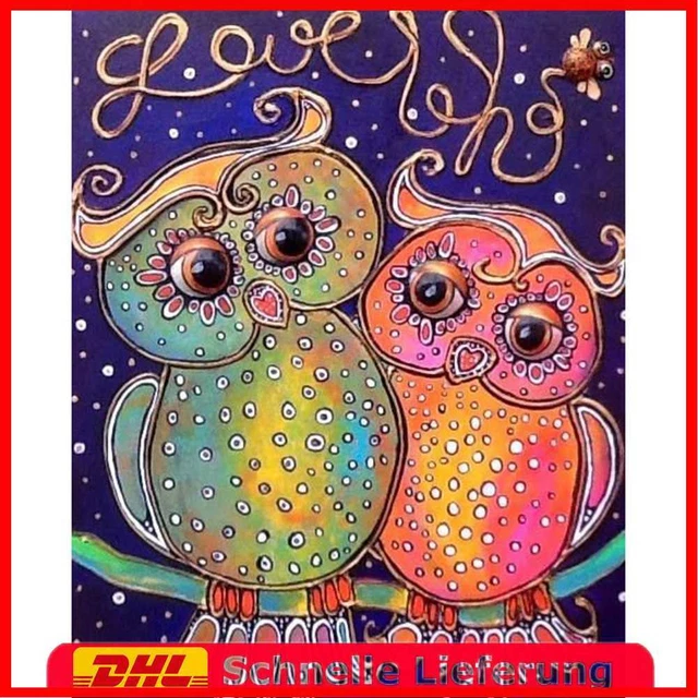 Cartoon Owl Couple 5D DIY Diamond Painting Kits Full Square Drill (40x50cm)
