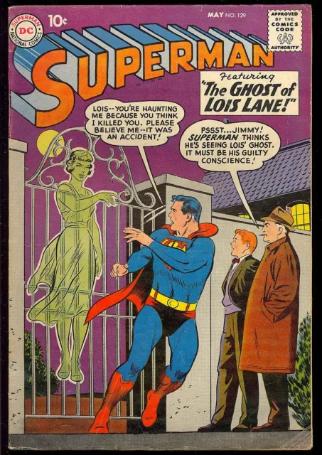 Superman #129 Nice Early Silver Age Superhero Vintage DC Comic 1959 VG-FN