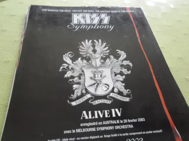 POSTER ADVERT 11" X 8 PROMO (28 x 20 CM )     KISS SYMPHONY  ALIVE IV