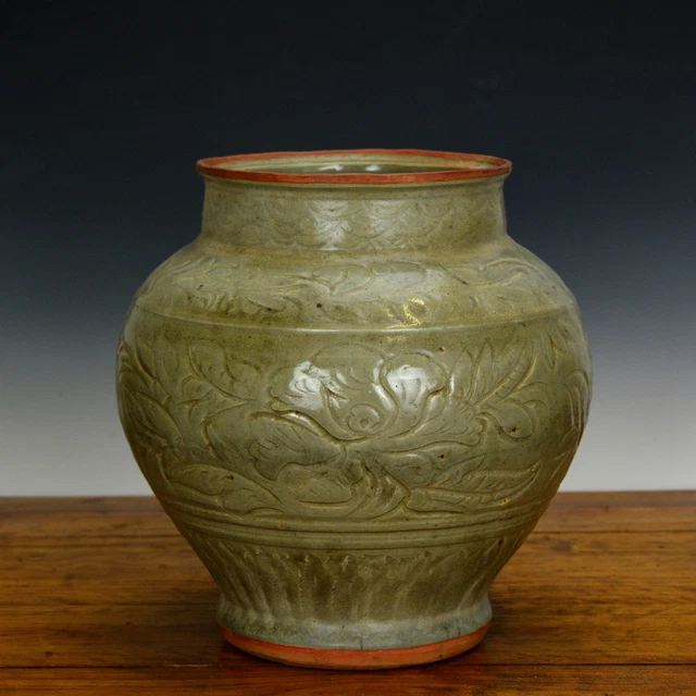 ANTIQUE CHINESE MING Celadon Longquan Glaze Phoenix Floral Body