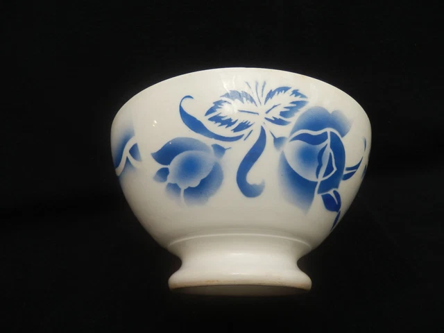 TRES GRAND BOL ANCIEN DECOR FLORAL BLEU DIGOIN Ø 17,5 cm VINTAGE COLLECTION