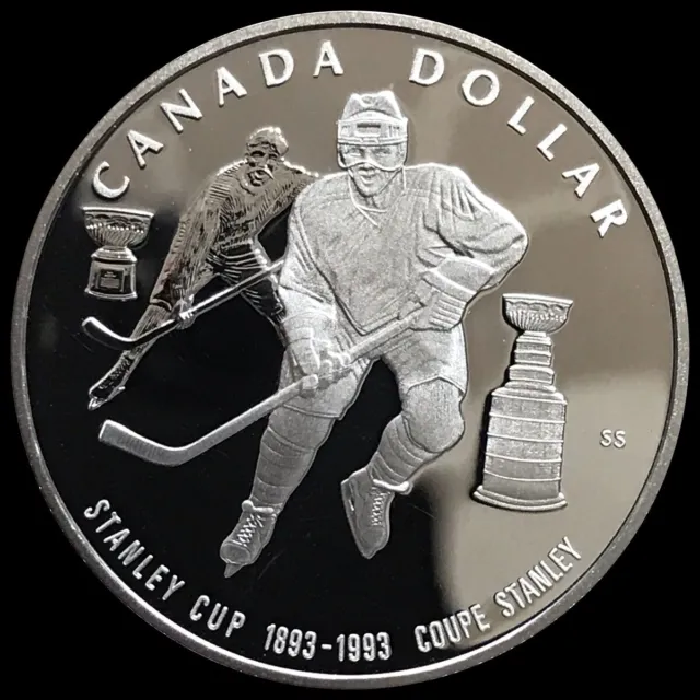 1993 Canada $1 One Dollar Silver Proof Coin ~ Hockey Stanley Cup (G114)