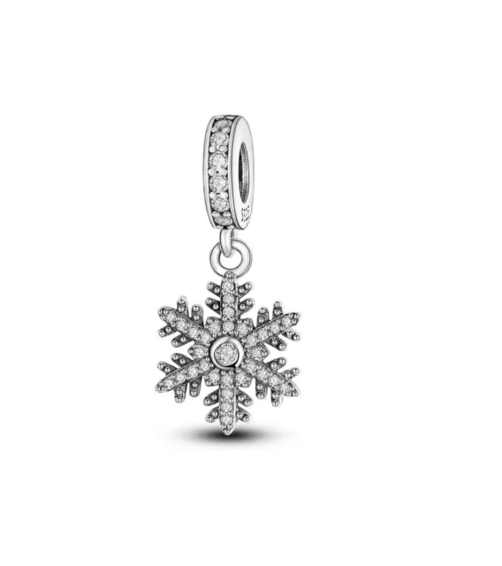 Genuine Sterling Silver 925  snowflake star snow charm