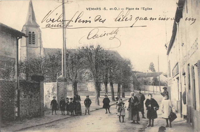 Cpa 95 Vemars Place De L'eglise
