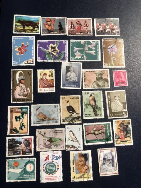 Nepal 1966-1976 Stamps, Lot Of 27 Pcs,6 Pcs  Mint,21 Pcs Used.