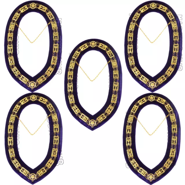 Masonic Regalia Cryptic Mason Royal & Select Master Chain Collar Set of 5