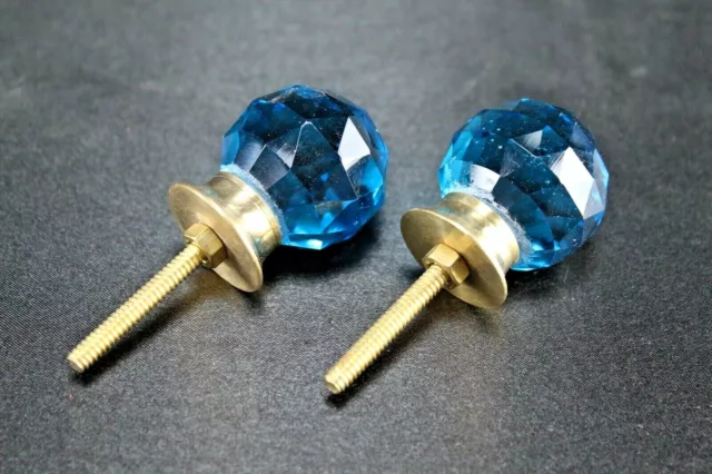 Estilo Vintage Cristal Puerta Pomo : Diamante Corte,Latón Base,Cielo Azul,De 2