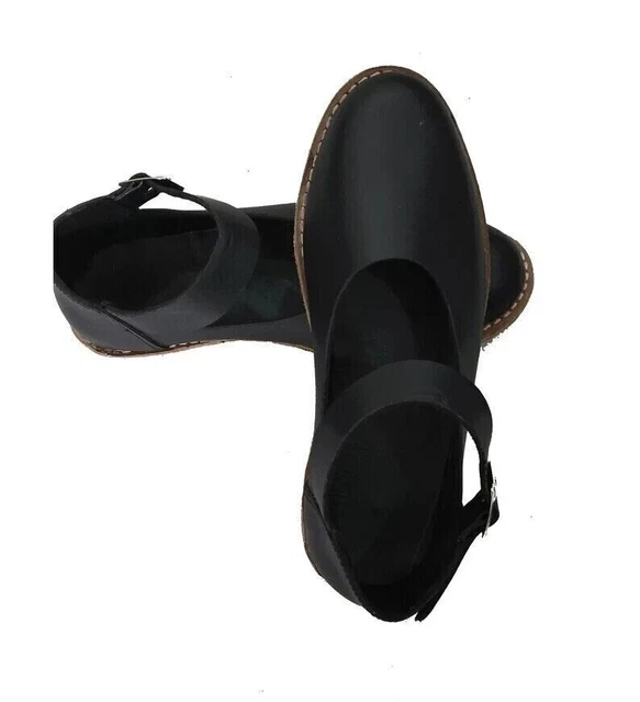 Chaussures en cuir noir viking médiéval d'Halloween pour femmes