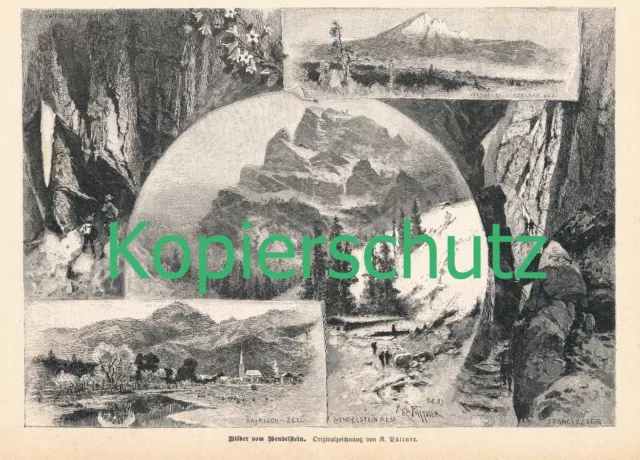 d101 311 R.Püttner Bilder vom Wendelstein Bayrischzell Druck 1887 !!