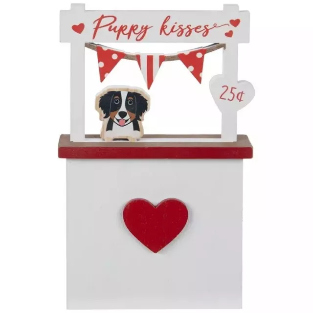 Red & White Kissing Booth Valentine's Tabletop Decor 6"