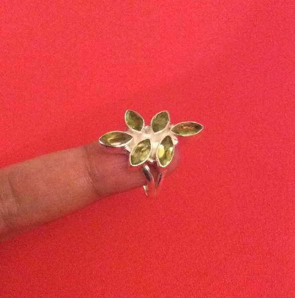 Bague bijoux en argent sterling authentique 0,925 taille 7,5 avec péridot vert 2