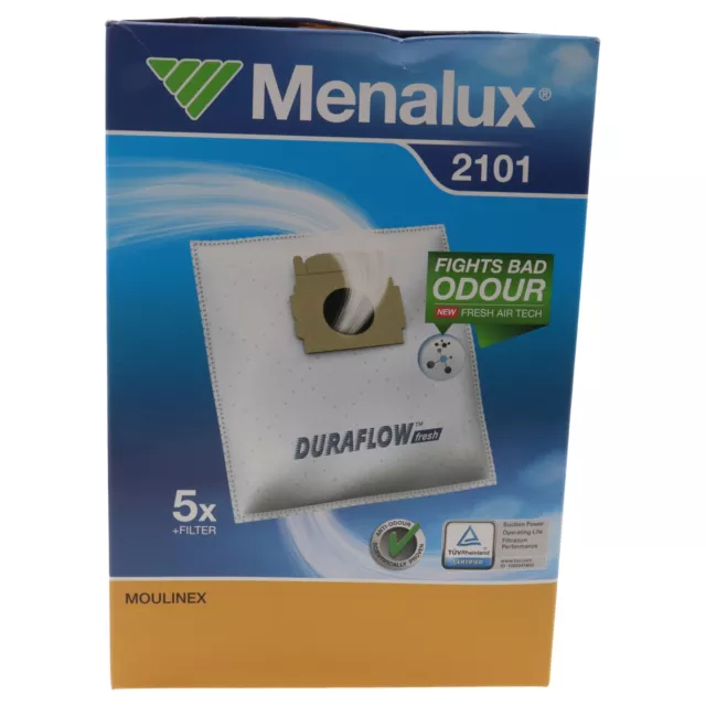 Menalux 2101 5x Moulinex Powerclass Powerclean microfibre vacuum cleaner bags