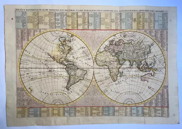 World Map 1719 Henri Chatelain Very Large Antique Map 18Th Century