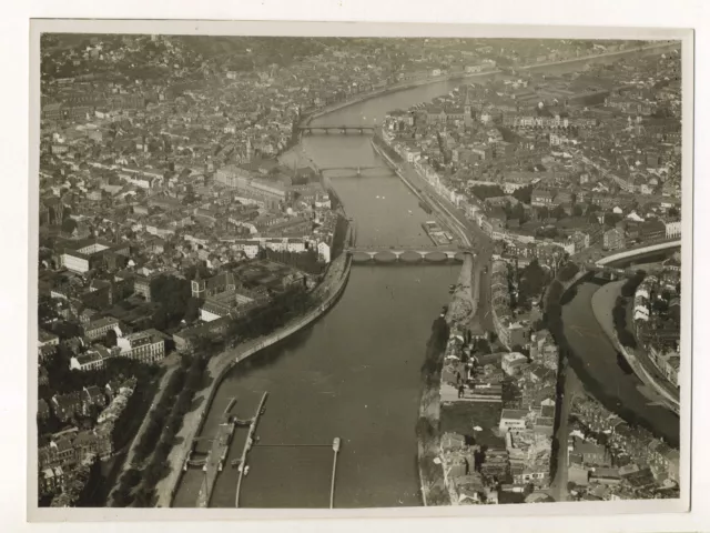 Liège 1935, vue aérienne de la ville - Photographie Vintage Belgique