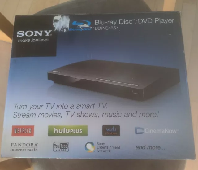 Sony Blu-Ray Disc/DVD Smart Wi-Fi Player BDP-S185 with Remote - Works, In Box