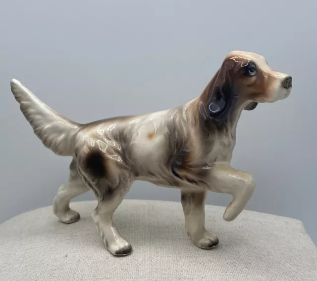 Vintage English Setter Dog Porcelain Figurine Japan