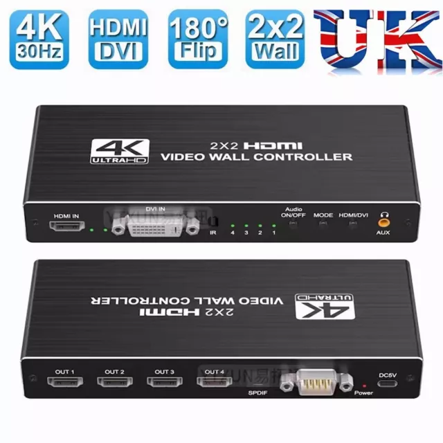 4K HDMI DVI Video Wall Controller 1X2 1X3 1X4 2X1 3x1 4X1 Multi Video Processor