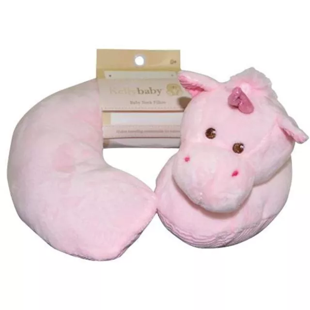 KellyBaby Pink Unicorn Neck Pillow with Pink Trim TRAVEL SAFE-COMFORTABLE