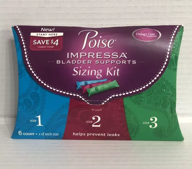 1 Pk Poise Impressa Bladder Supports Sizing Kit 6 ct Sizes 1,2,3  **READ**