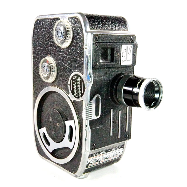 ✅ Cámara de cine Paillard Bolex vintage C8 8 mm con lente Kern Yvar 13 mm f1,9