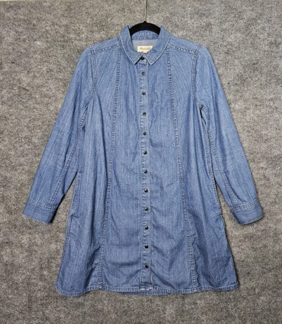 Madewell Denim Shirt Dress Womens XS Blue Chambray Button Up Pockets
