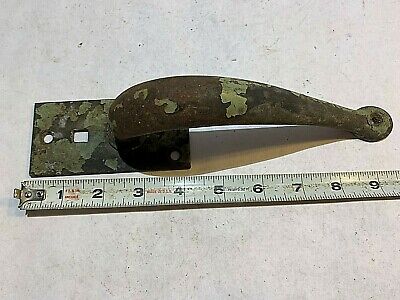 Antique salvage HEAVY cast brass door handle patina Vintage 9+ inches overall