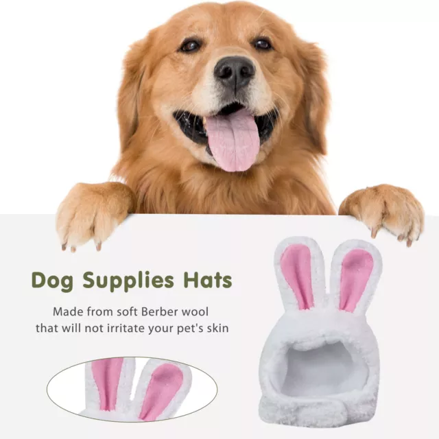 Rabbit Ear Cats Hat Cartoon Cat Dog Headgear Pet Dressup Caps Supplies (White) H 3
