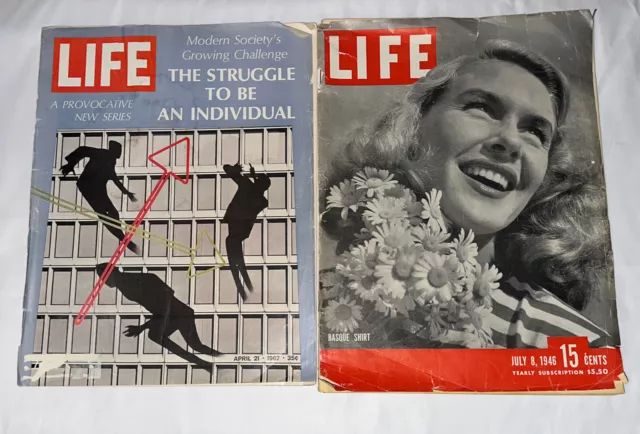 Life Magazine Lot Of 2 4/21/1967 And 7/8/1946 Vintage Detached Covers Ads