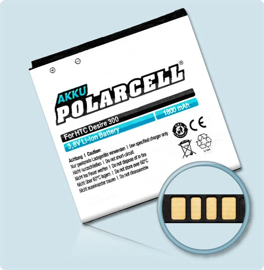 PolarCell Batterie pour HTC Desire 300 301E Zara Mini BP6A100 ba-s950