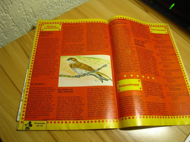 Micky Maus 1974 Nr.47 Mit Beilage Advents-Kalender 6