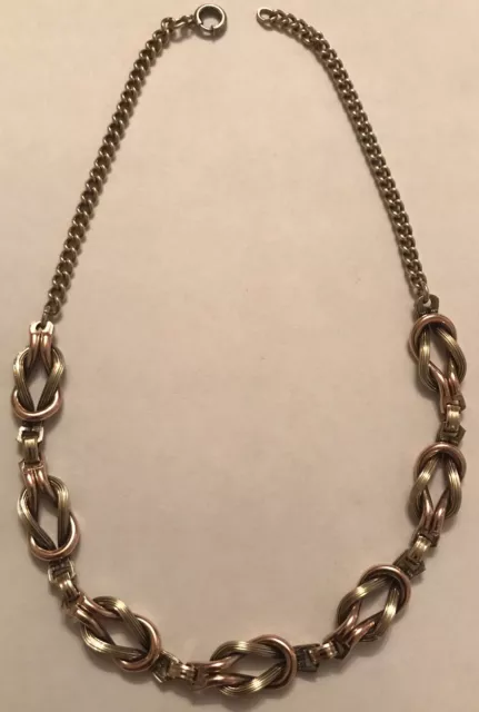 1930’S Gw Products 1/20 12K Rose Gold Filled On Sterling Art Deco Necklace-14.5”