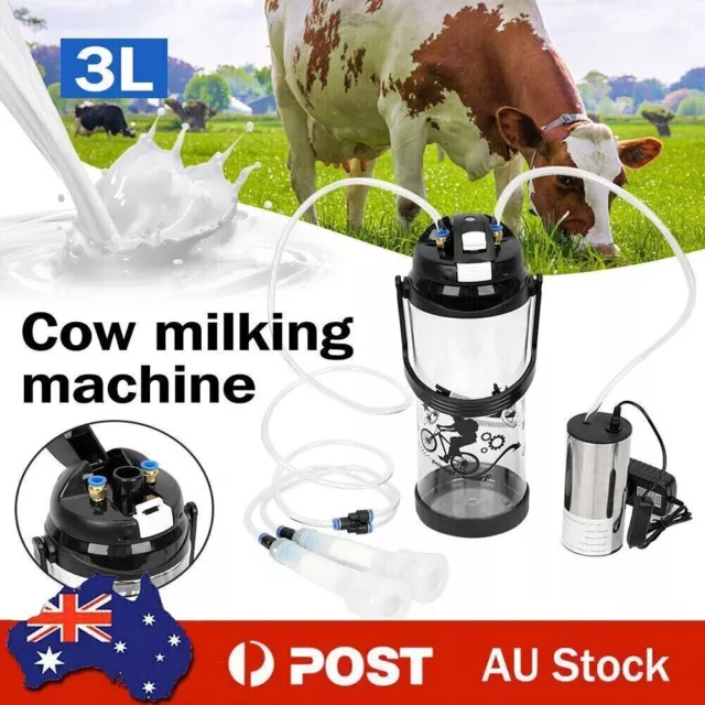 For Sheep Cow Milker 3L Portable Vacuum Pump Electric Barrel Milking Machine