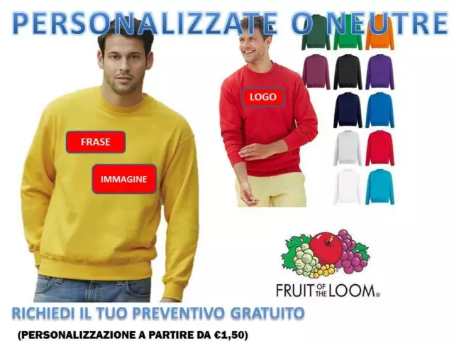 Felpa Da Lavoro Uomo Fruit of The Loom Cotone Non Felpato Set in tuta