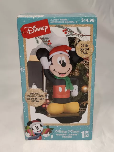 Gemmy Disney Christmas Mickey Mouse in Santa Hat 21'' Air Blown Inflatable