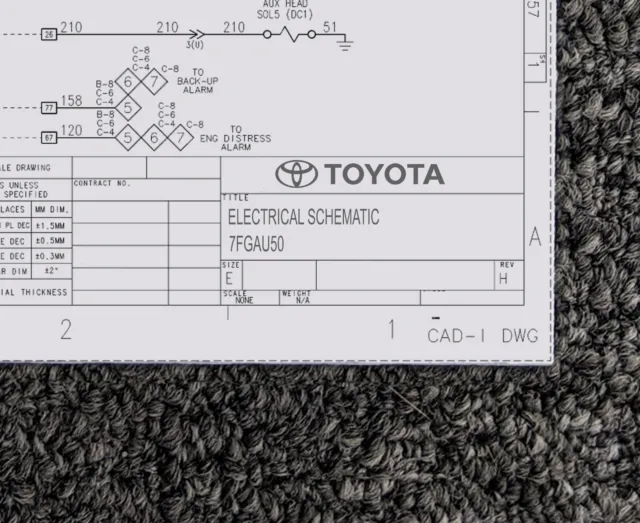 Toyota Forklift 7FGAU50 Electrical Wiring Diagram Manual