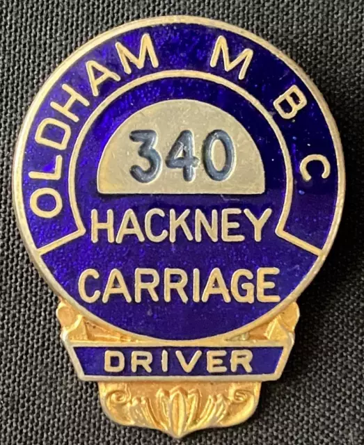 Oldham Mbc Hackney Carriage Driver 340 Taxi Enamel Emblem Lapel Pin Badge