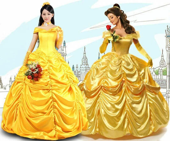 ADULT BELLE COSPLAY Costume Beauty and The Beast Princess Ball Gown