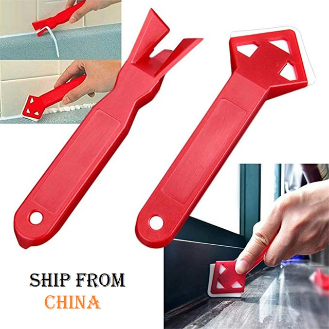 2 Pcs Silicone Scraper Caulking Tool Grout Spatula Tile Dirt Sealants Remover =