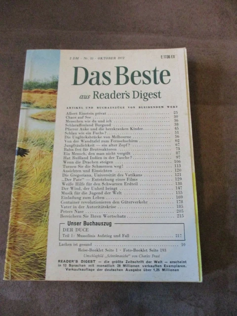 Das Beste Aus Reader's Digest Alte Ausgaben Verkaufen DAS BESTE AUS Readers Digest - Heft 10 OKTOBER 1972 EUR 3,99 - PicClick DE