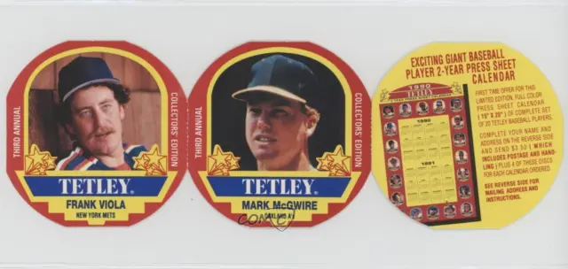 1990 Tetley Tea Discs Pairs with Tag Frank Viola Mark McGwire #15-16 Patch Tag