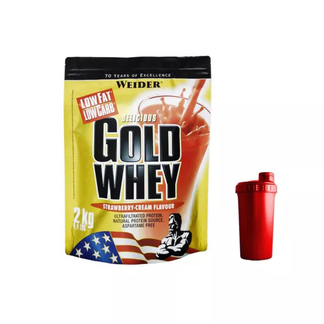 (29,95 EUR/kg) Weider Delicious Gold Whey Protein 2000g Beutel Eiweiß + Shaker