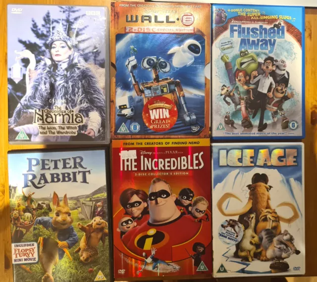 DVD Kids Children’s Bundle Job Lot x 6 - Wall-E, Incredibles. FREE P+P