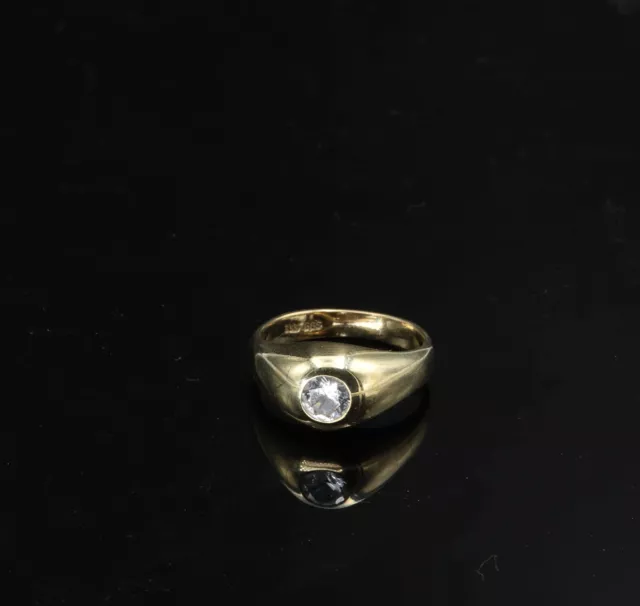 333/8kt or Jaune Anneau, Blanche Zircon, Gr. 57, Bon État