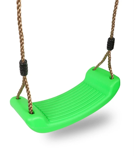 Garden Swing Seat with Height Adjustable Ropes Kids Climbing Frame Set - Green