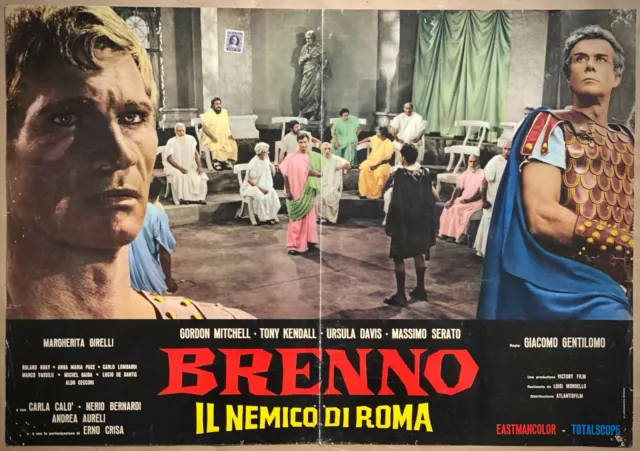 BRENNO IL NEMICO DI ROMA- Fotobusta originale-Gordon Mitchell, Tony Kendall-1963