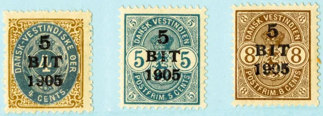 Danish West Indies DWI Stamps # 40-42 MLH VF Scott Value $42.50