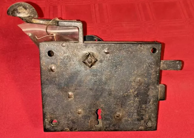 Antique 18th Century PA Dutch/German Elbow Rim Lock Wrought Iron Blacksmith Made
