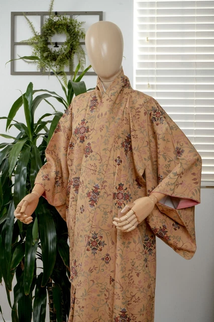 Dear Vanilla Japanese Silk Kimono Women's Robe Gown Authentic Japan Vintage Mint 2